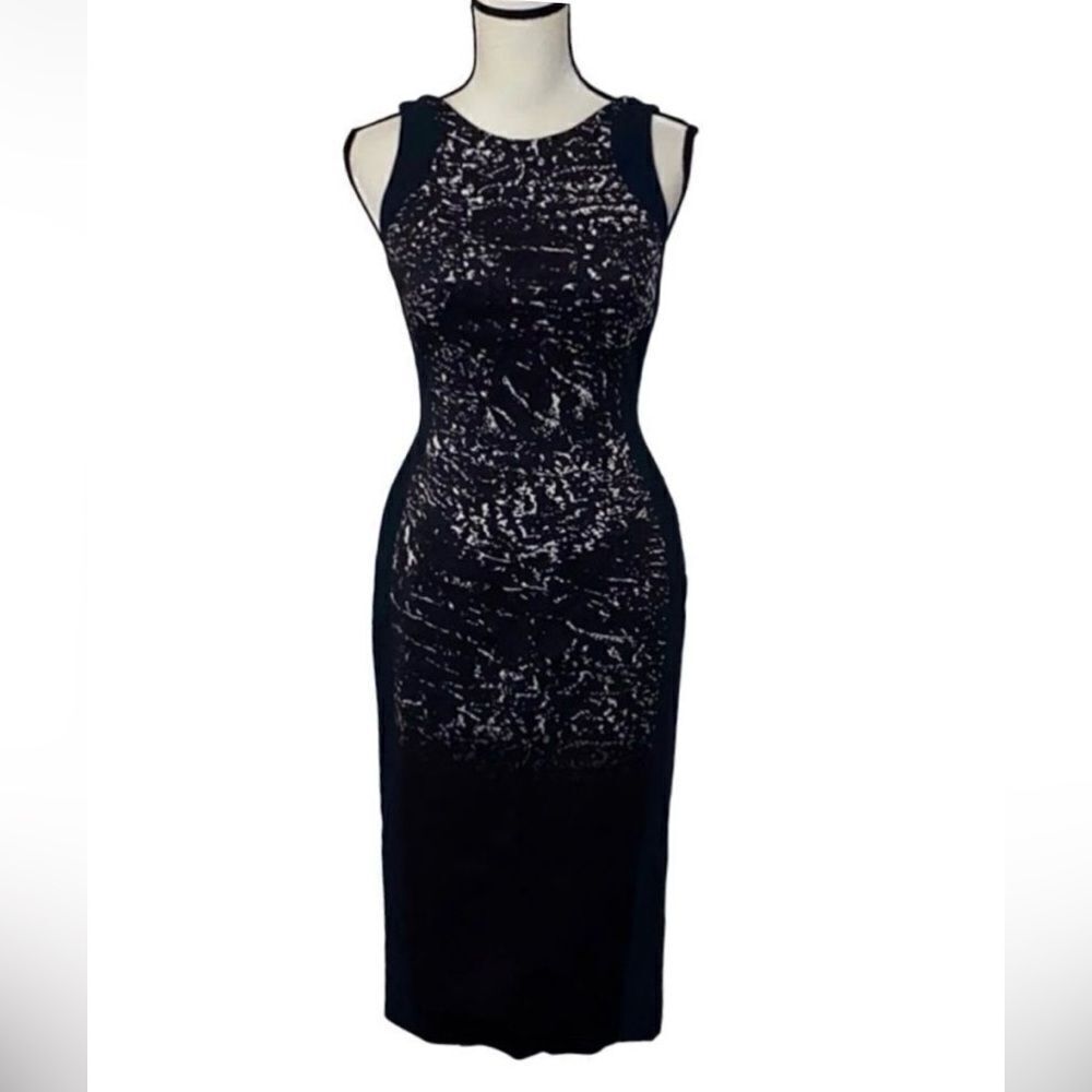 Antonio Berardi Abstract Sleeveless Crepe Sheath Dress